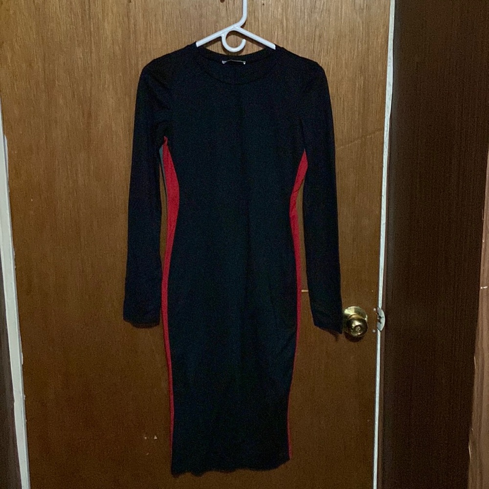 Zara Trafaluc Dress Autumn-Winter 17-18 Black with Red and Green Side Stripes